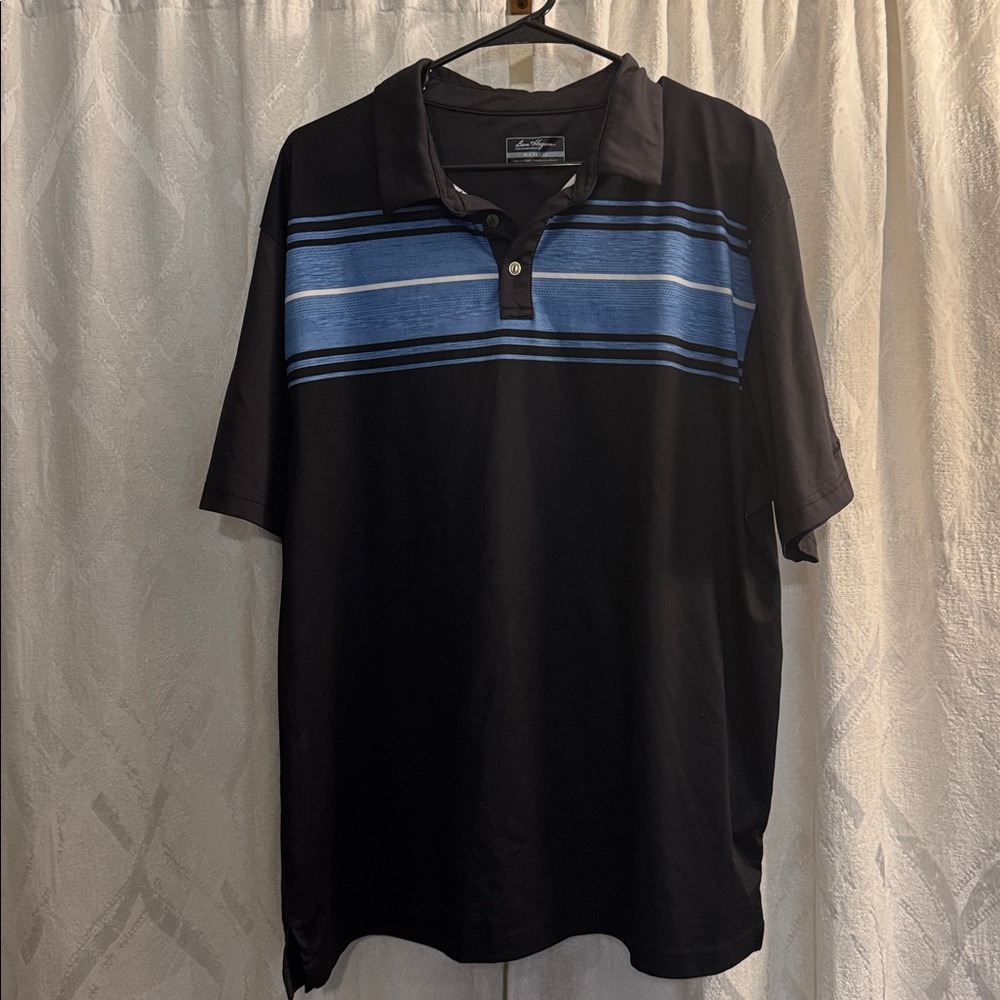 Black and Blue Striped Polo Shirt